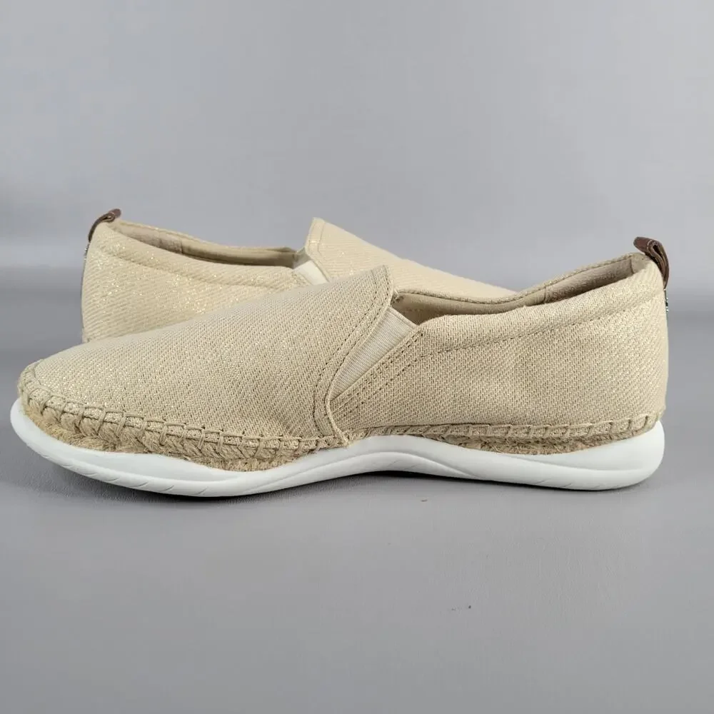Sam Edelman Womens Kassie Espadrille Slip On Flats Size 10 M Beige Metallic